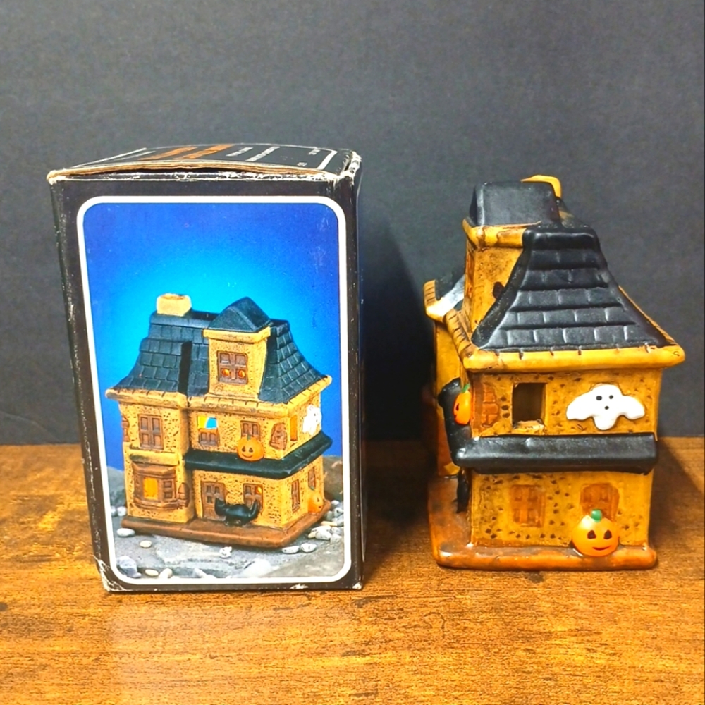 Vintage JSNY Halloween Haunted House Fine Ceramic Votive Holder Handcrafted 6219 - Picture 3 of 6